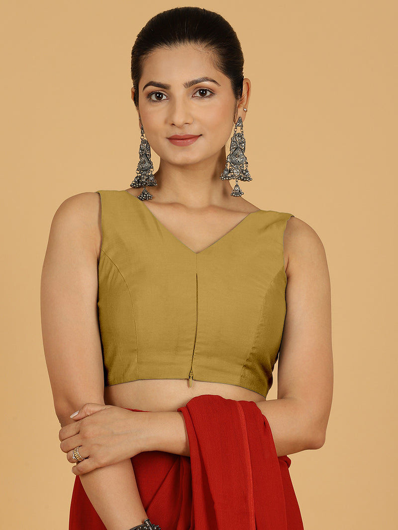 Hema x Rozaana | Saree Blouse in Dijon Mustard-Binks