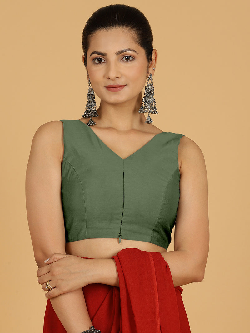 Hema x Rozaana | Saree Blouse in Hunter Green-Binks