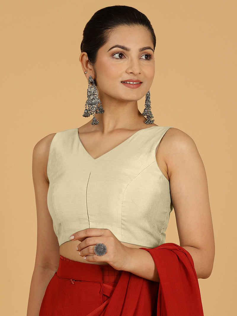 Hema x Rozaana | Saree Blouse in Ivory-Binks