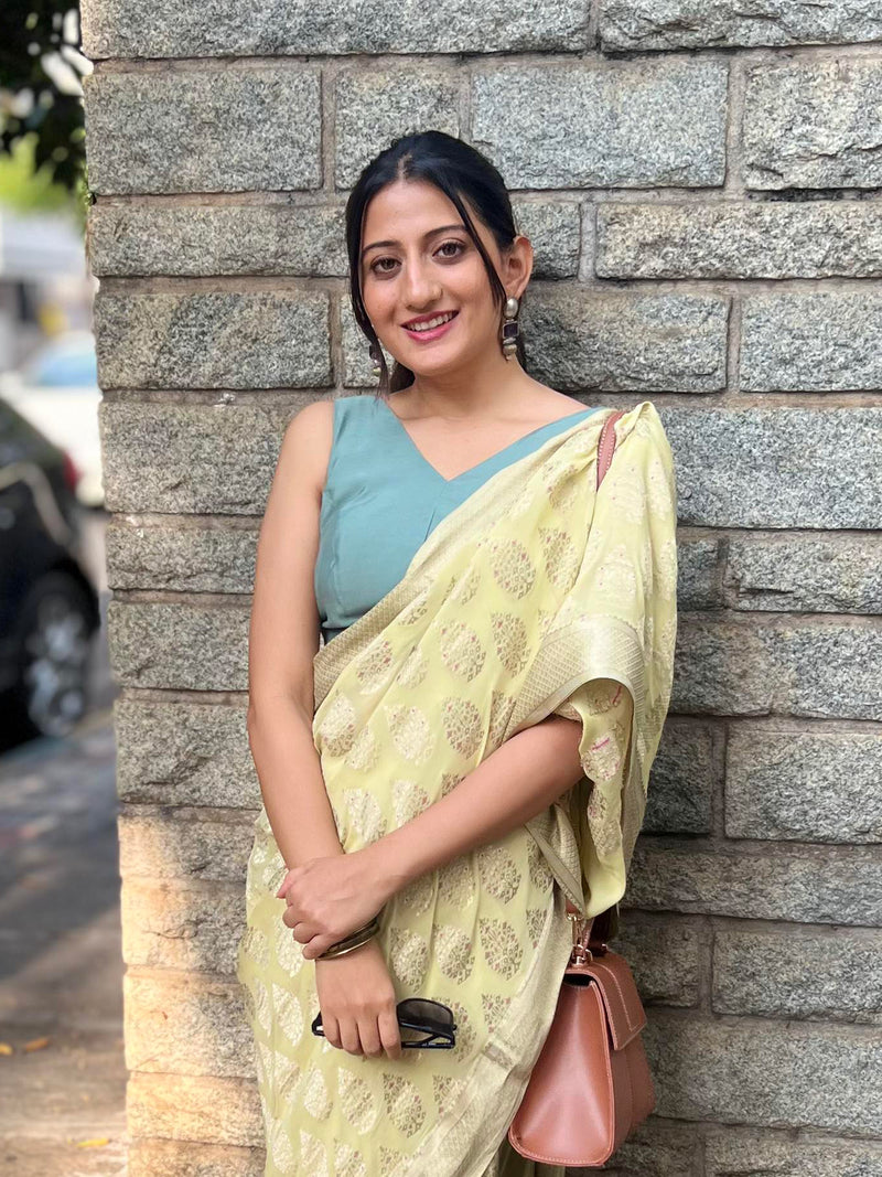 Hema x Rozaana | Saree Blouse in Mint Green-Binks