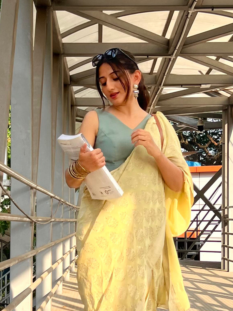 Hema x Rozaana | Saree Blouse in Mint Green-Binks