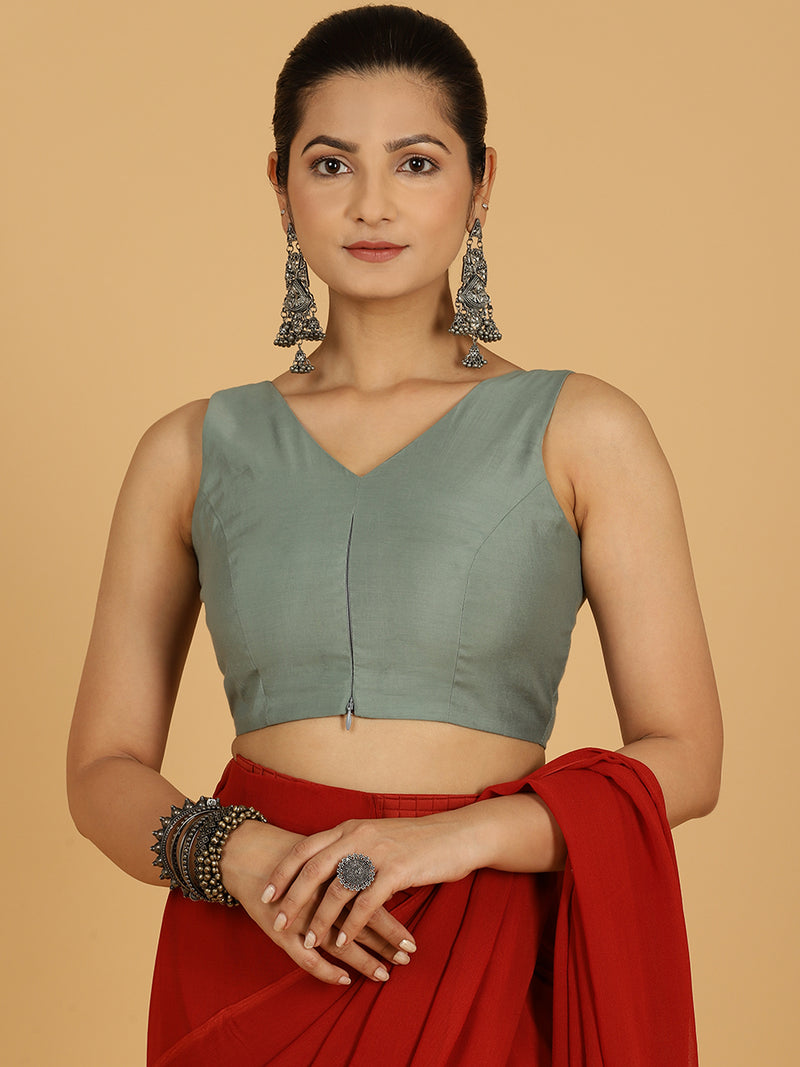 Hema x Rozaana | Saree Blouse in Mint Green-Binks