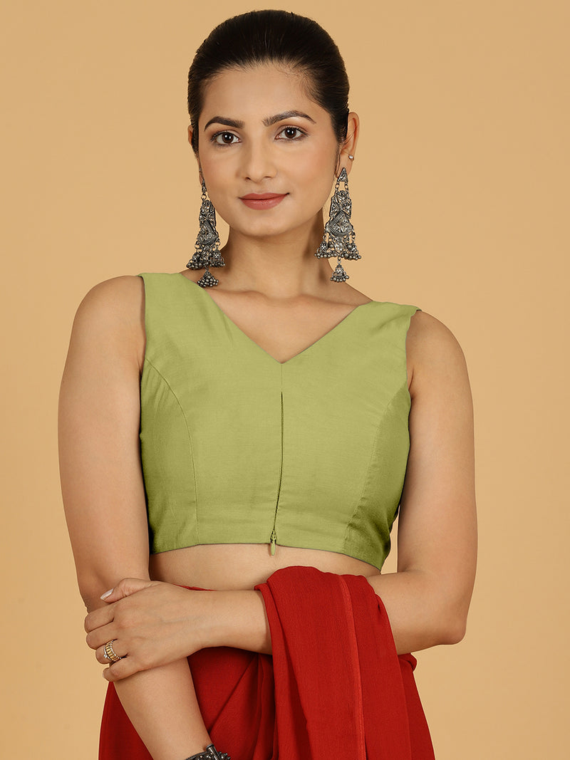 Hema x Rozaana | Saree Blouse in Pista Green-Binks