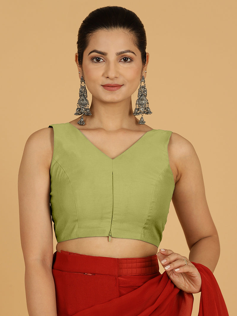 Hema x Rozaana | Saree Blouse in Pista Green-Binks
