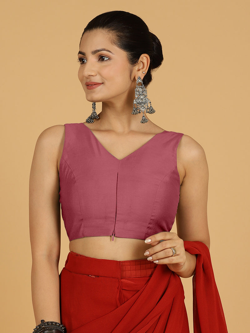 Hema x Rozaana | Saree Blouse in Rose Pink-Binks