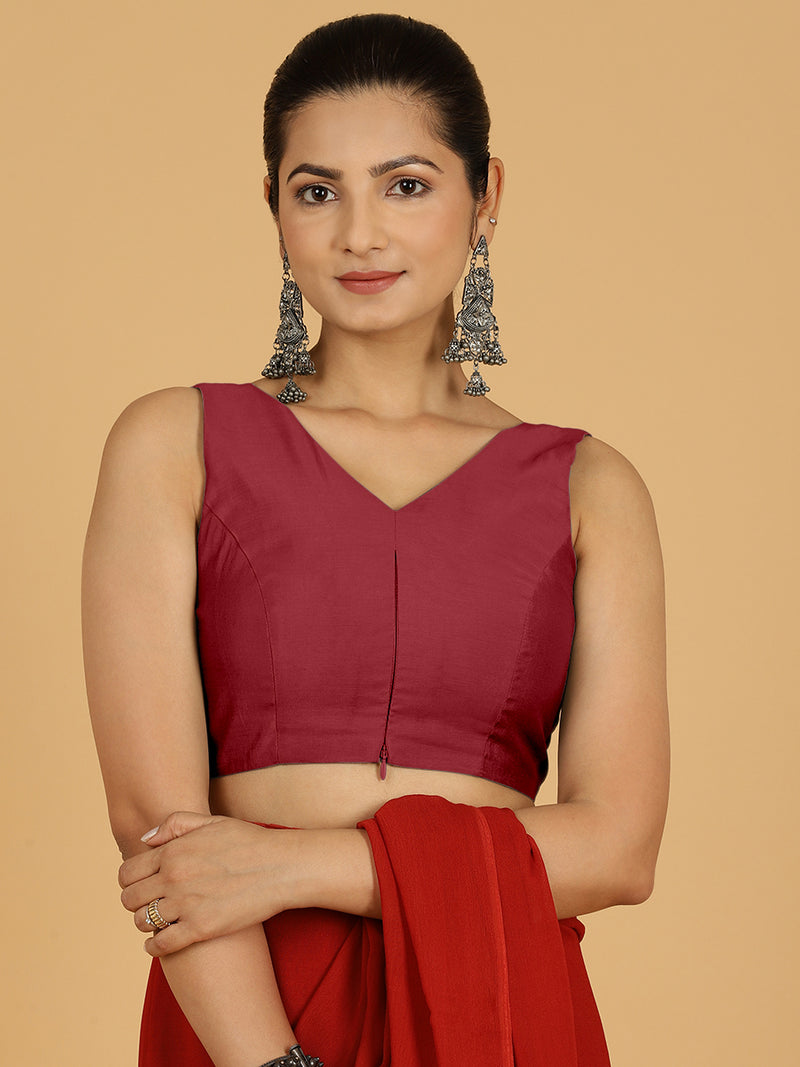 Hema x Rozaana | Saree Blouse in Scarlet Red-Binks