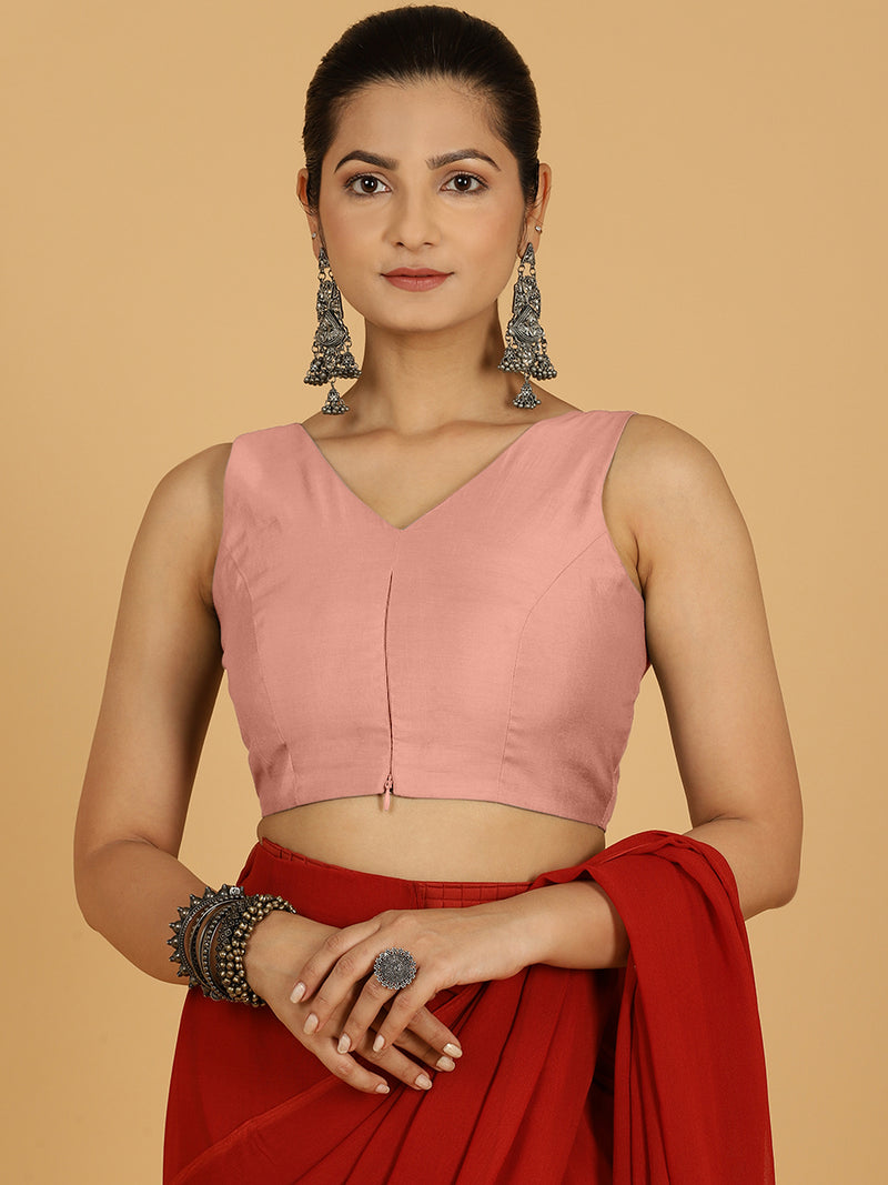 Hema x Rozaana | Saree Blouse in Sea Pink-Binks