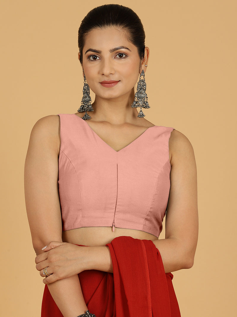 Hema x Rozaana | Saree Blouse in Sea Pink-Binks