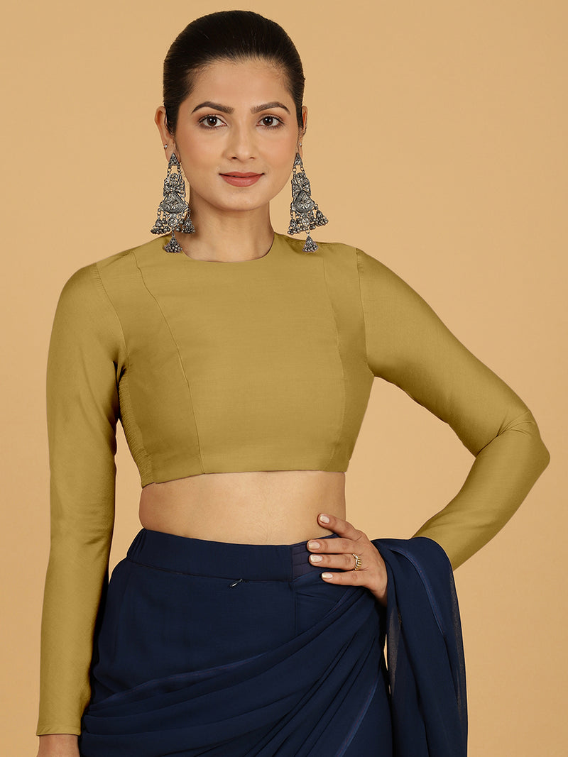 Jaya x Rozaana | Saree Blouse in Dijon Mustard-Binks