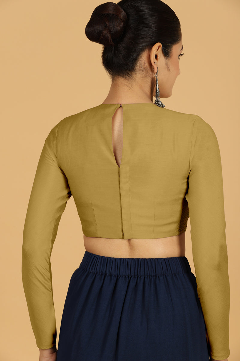 Jaya x Rozaana | Saree Blouse in Dijon Mustard-Binks