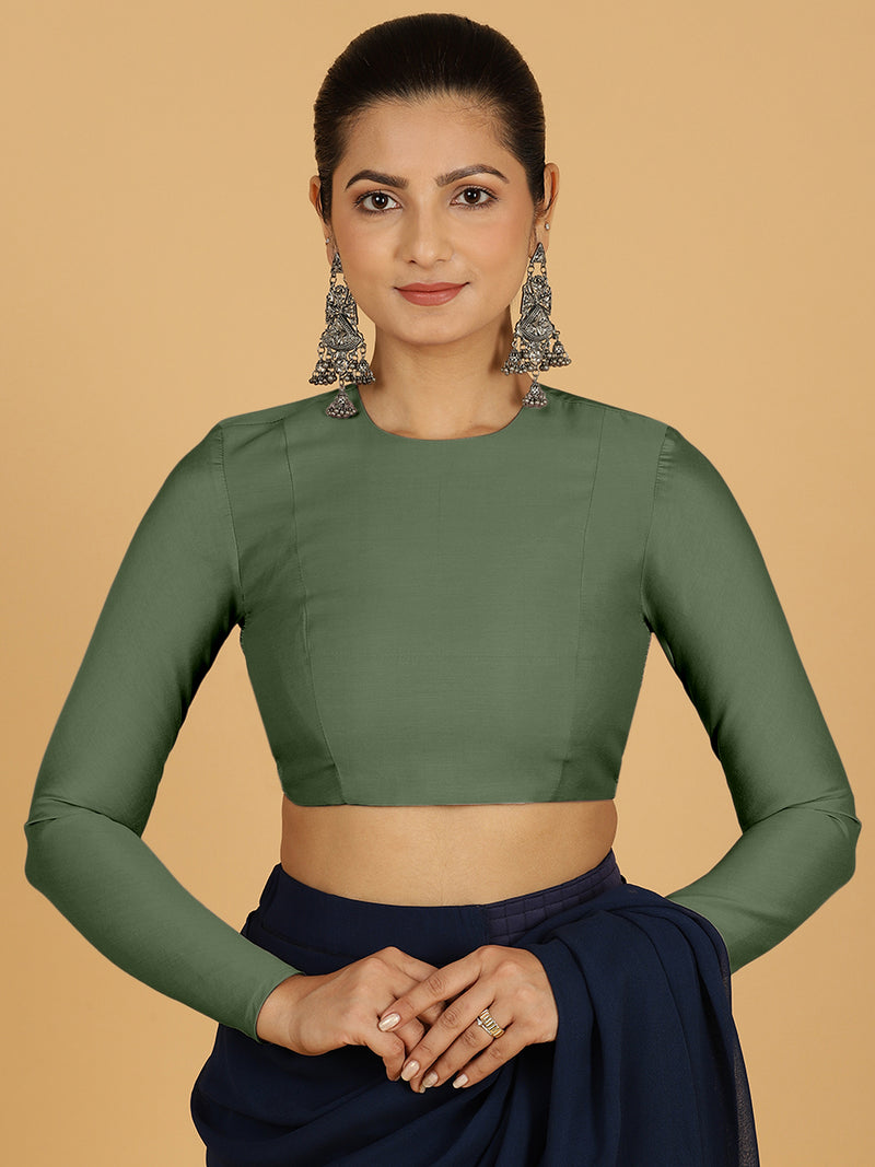 Jaya x Rozaana | Saree Blouse in Hunter Green-Binks