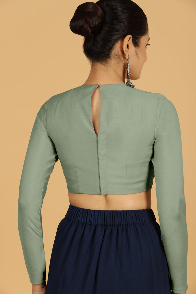 Jaya x Rozaana | Saree Blouse in Mint Green-Binks