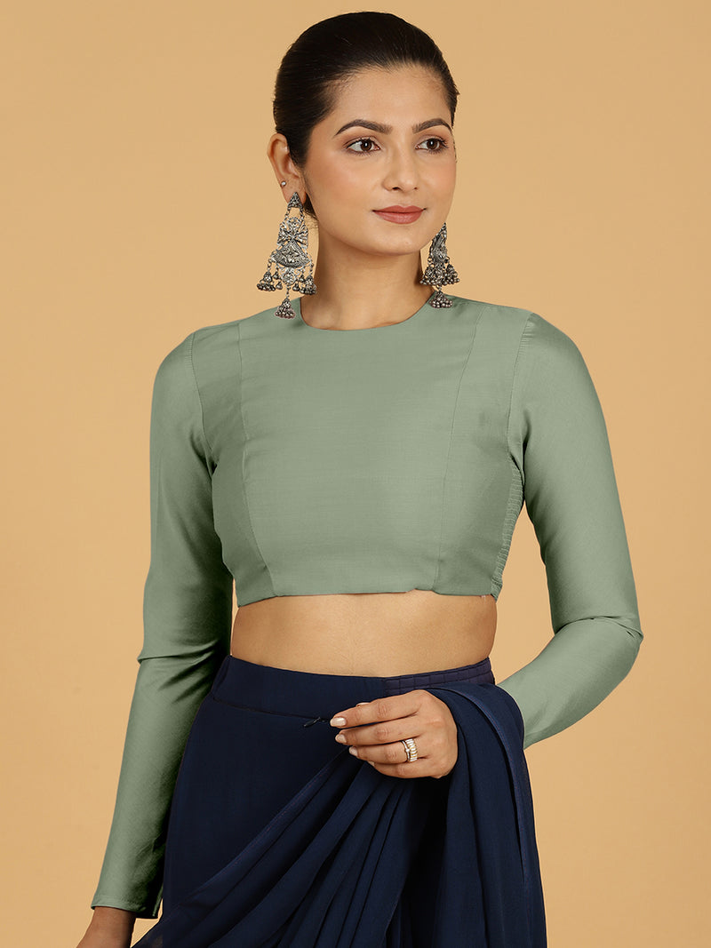 Jaya x Rozaana | Saree Blouse in Mint Green-Binks