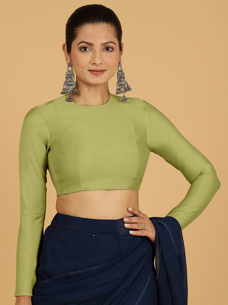 Jaya x Rozaana | Saree Blouse in Pista Green-Binks