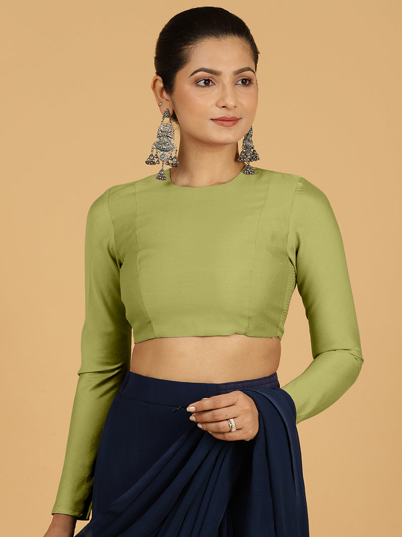 Jaya x Rozaana | Saree Blouse in Pista Green-Binks
