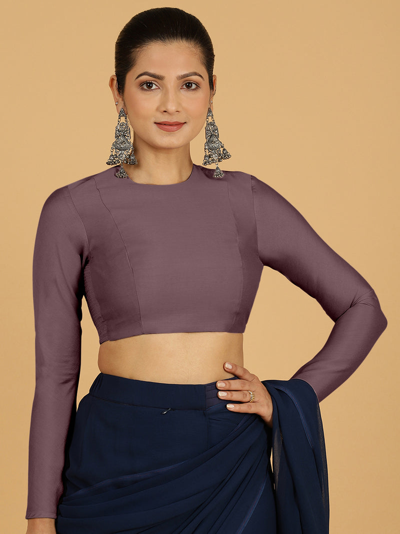 Jaya x Rozaana | Saree Blouse in Purple Mauve-Binks