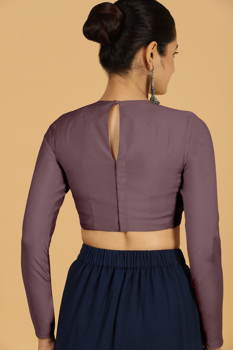 Jaya x Rozaana | Saree Blouse in Purple Mauve-Binks