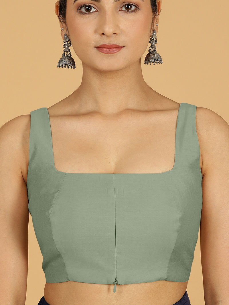 Kasturi x Rozaana | Sleeveless Saree Blouse in Mint Green-Binks