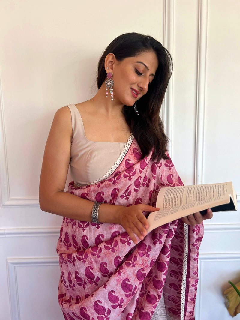 Kasturi x Rozaana | Sleeveless Saree Blouse in Oyster Grey-Binks