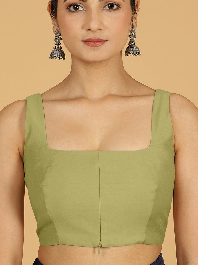 Kasturi x Rozaana | Sleeveless Saree Blouse in Pista Green-Binks