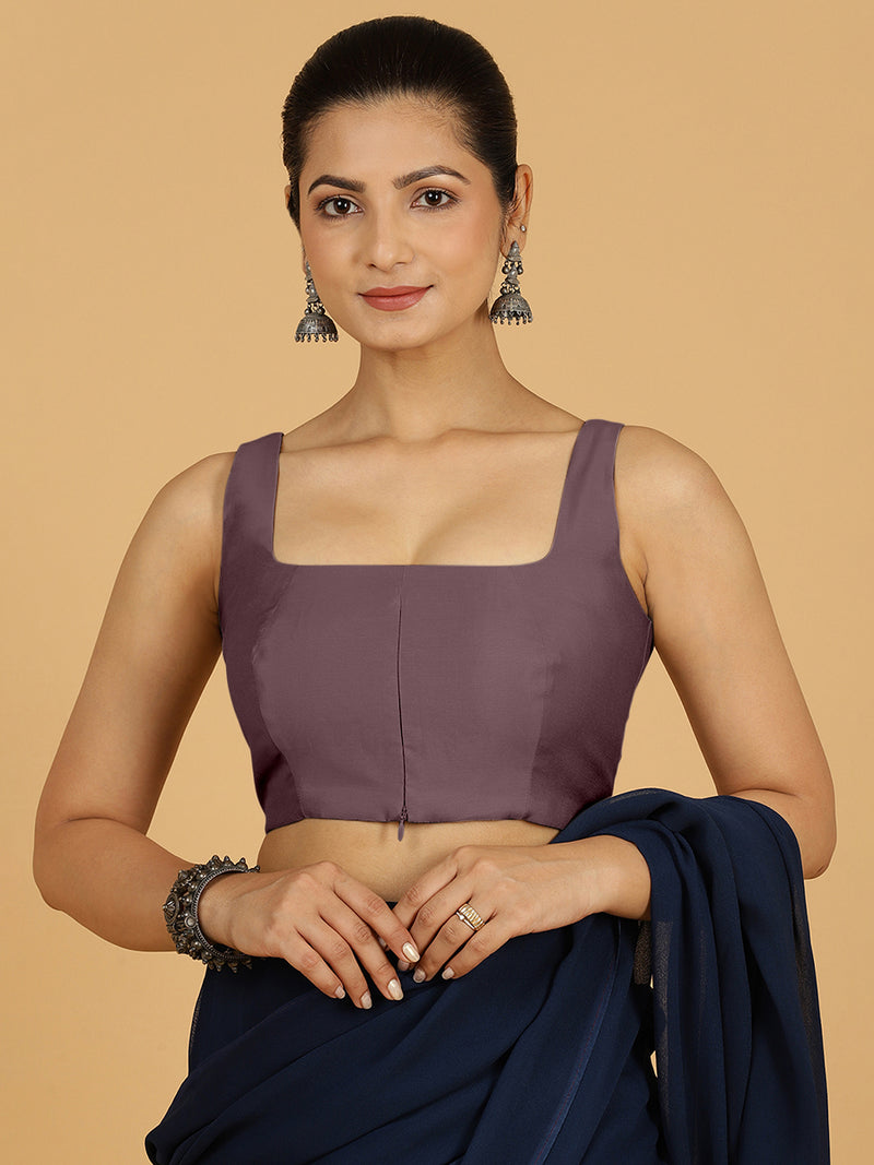 Kasturi x Rozaana | Sleeveless Saree Blouse in Purple Mauve-Binks