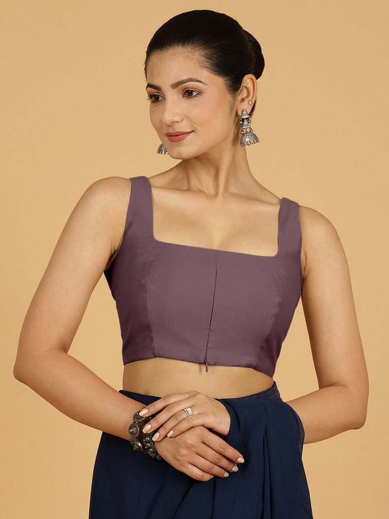 Kasturi x Rozaana | Sleeveless Saree Blouse in Purple Mauve-Binks
