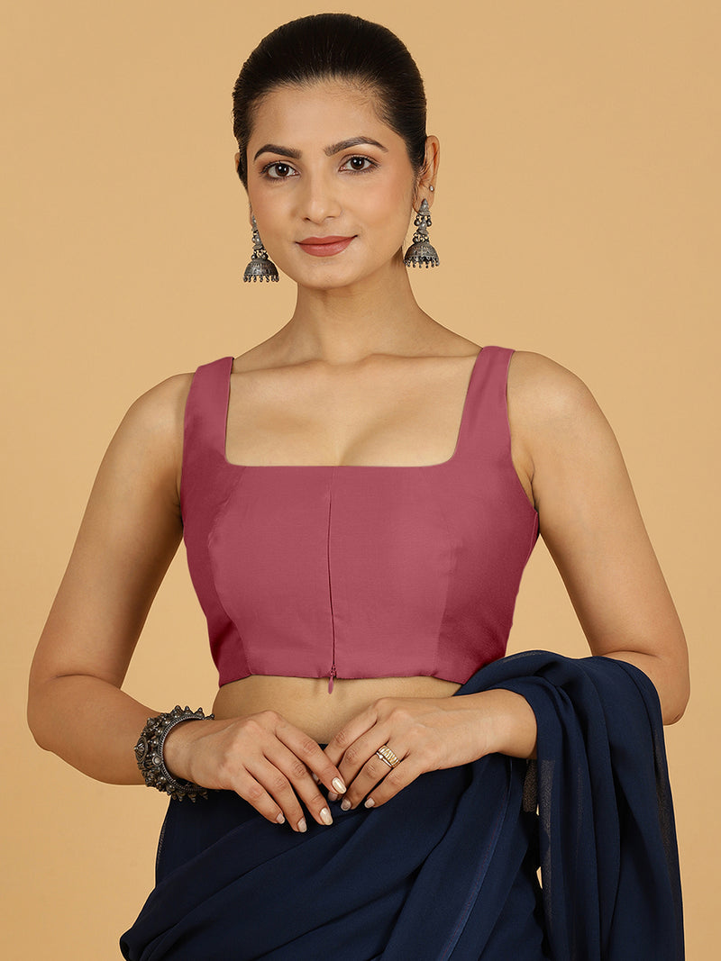 Kasturi x Rozaana | Sleeveless Saree Blouse in Rose Pink-Binks