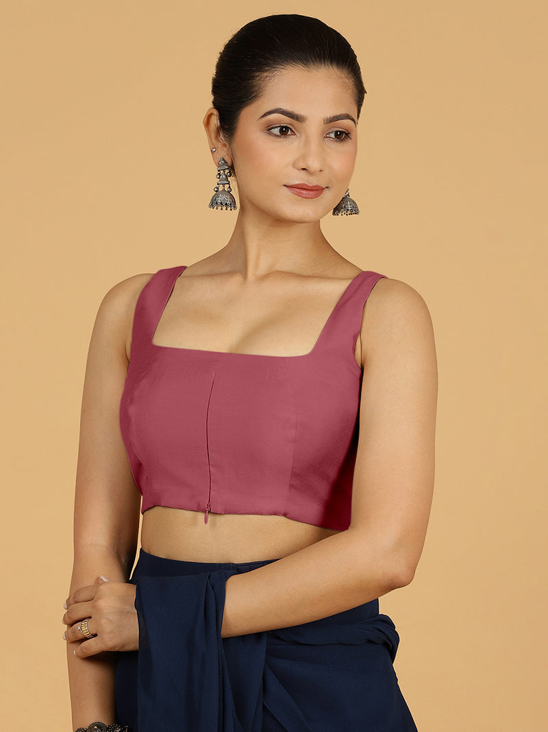 Kasturi x Rozaana | Sleeveless Saree Blouse in Rose Pink-Binks