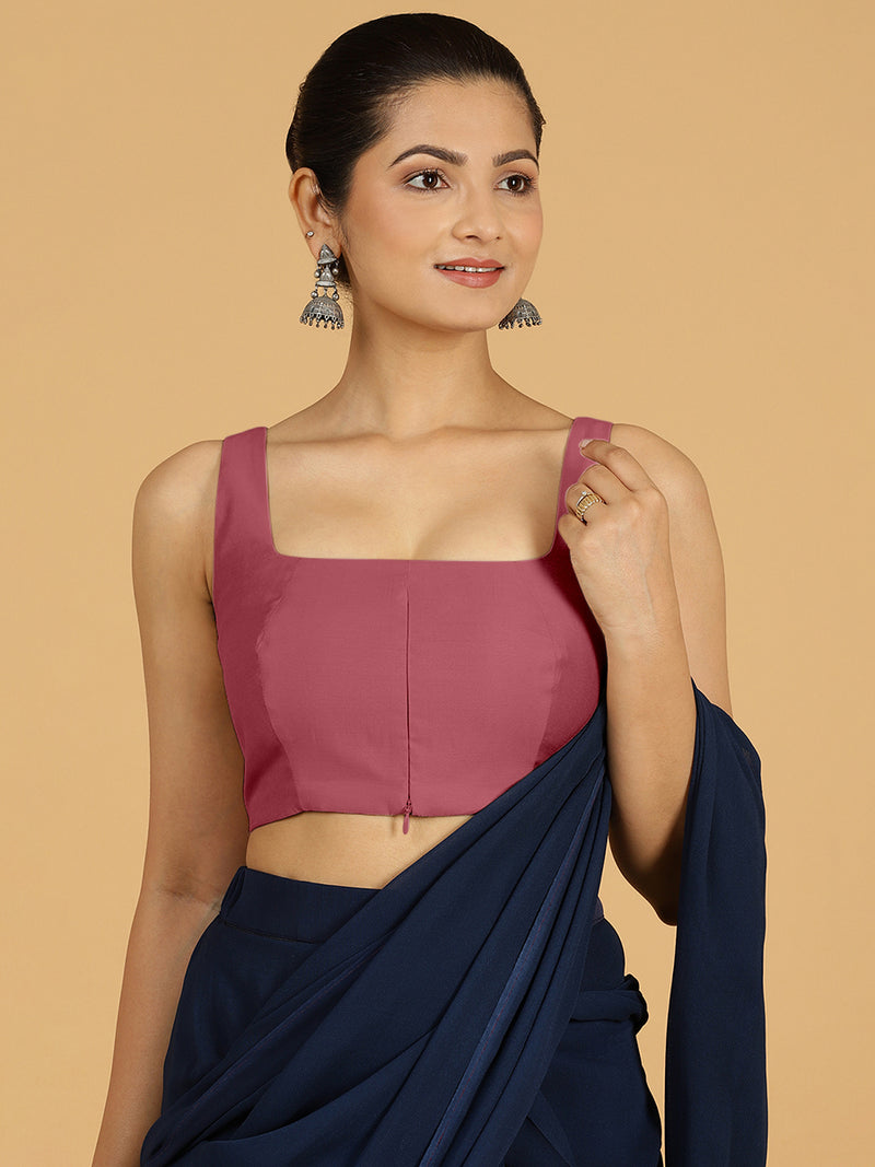 Kasturi x Rozaana | Sleeveless Saree Blouse in Rose Pink-Binks