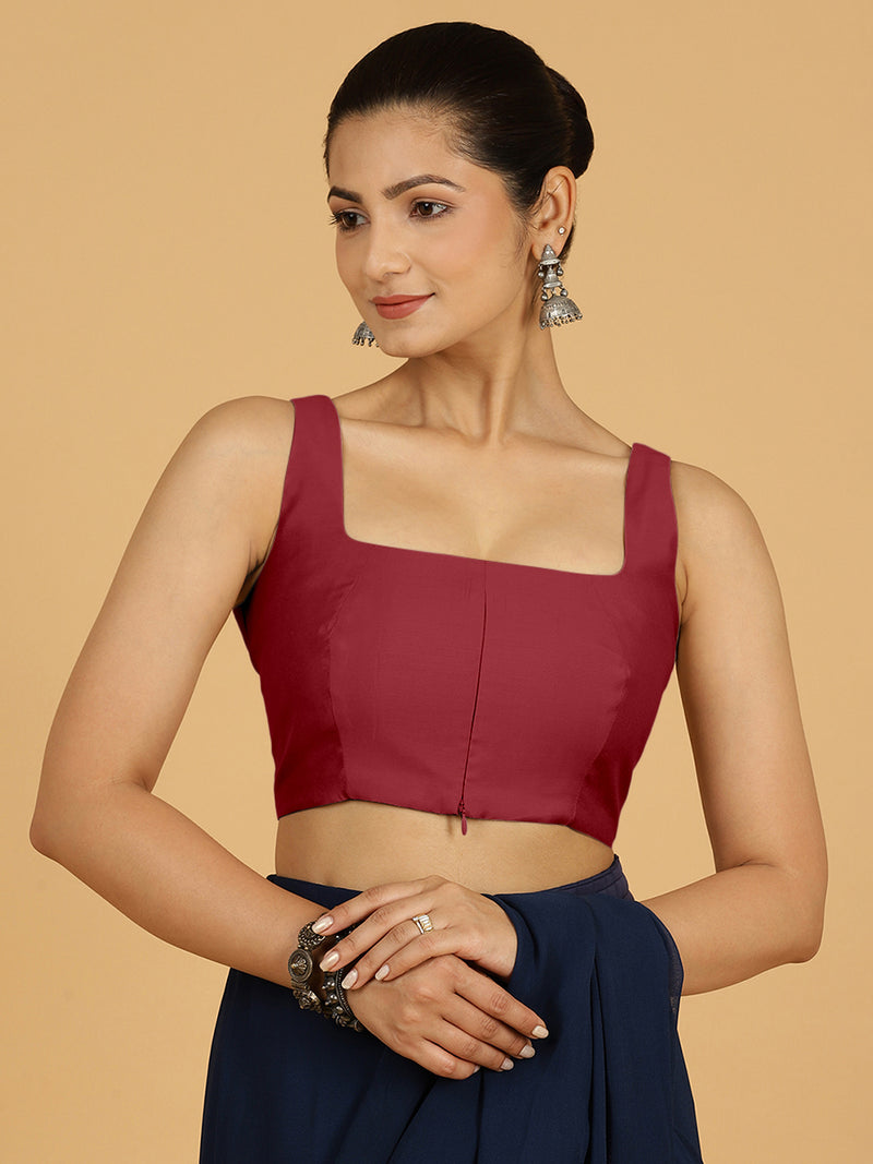 Kasturi x Rozaana | Sleeveless Saree Blouse in Scarlet Red-Binks