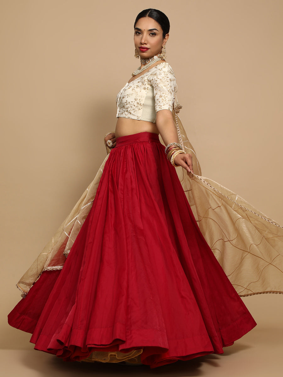 Kiara x Tyohaar Saree Blouse, in Cream Embroidery & Brocade, featuring elbow sleeves and round neckline (view 7).