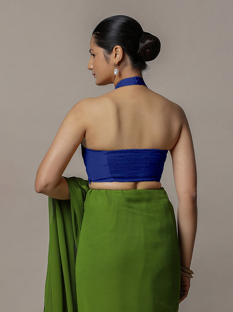 Laila x Rozaana | Cobalt Blue Halter Neck Saree Blouse w/ FlexiFit™-Binks