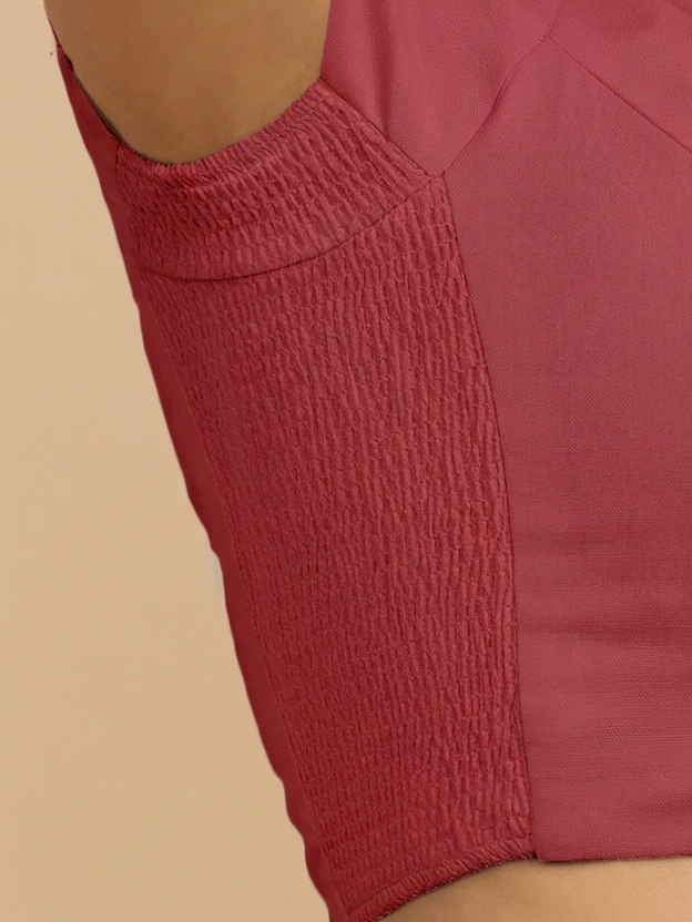 Mansi x Rozaana | Short Sleeves Carmine Red Cotton Saree Blouse-Binks