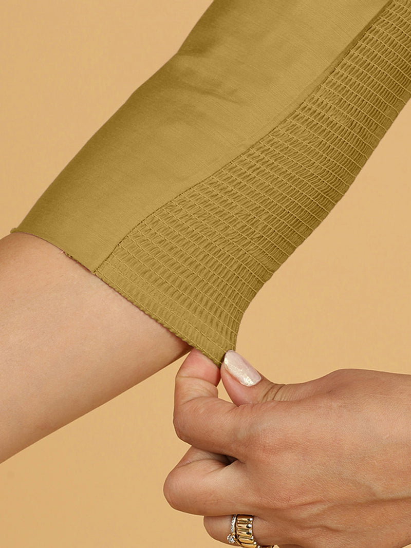 Maya x Rozaana | Three Quarter Sleeves Saree Blouse in Dijon Mustard-Binks