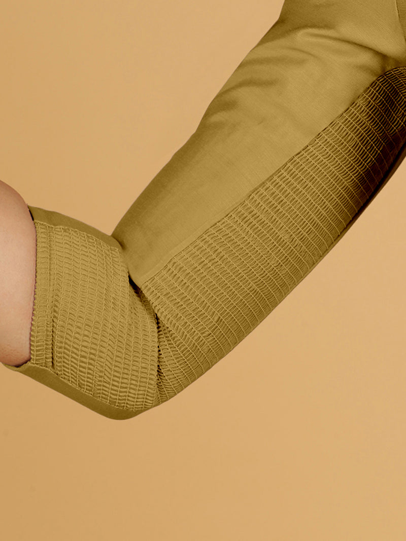 Maya x Rozaana | Three Quarter Sleeves Saree Blouse in Dijon Mustard-Binks