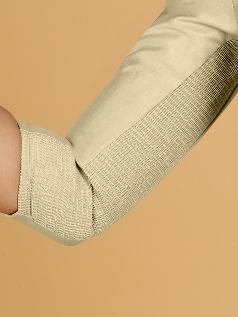 Maya x Rozaana | Three Quarter Sleeves Saree Blouse in Ivory-Binks