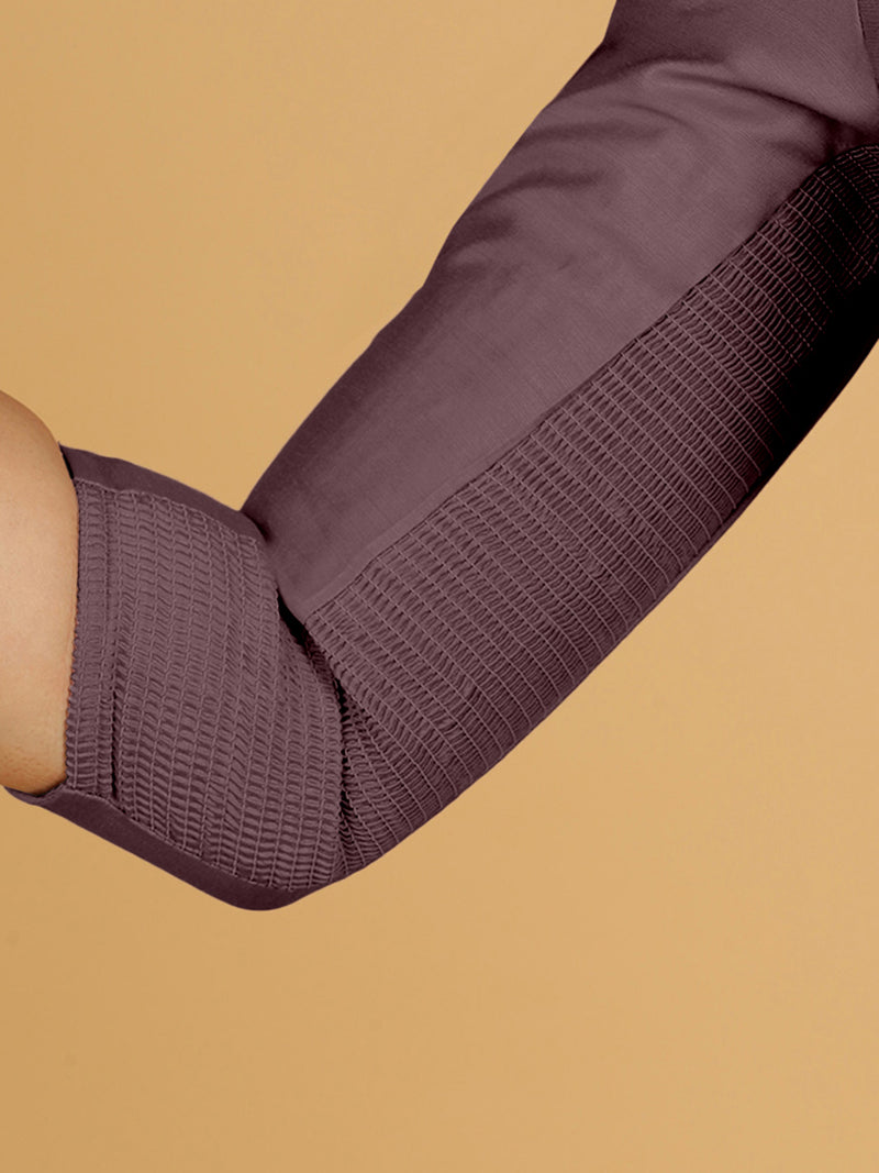 Maya x Rozaana | Three Quarter Sleeves Saree Blouse in Purple Mauve-Binks