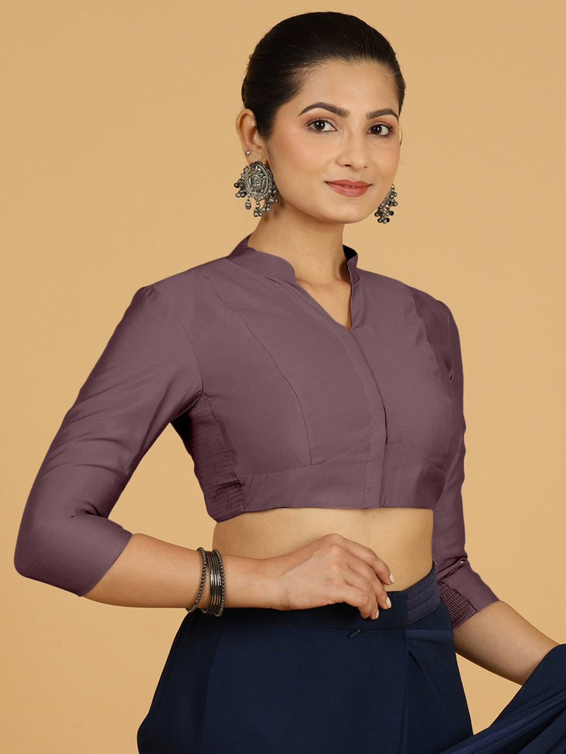 Maya x Rozaana | Three Quarter Sleeves Saree Blouse in Purple Mauve-Binks