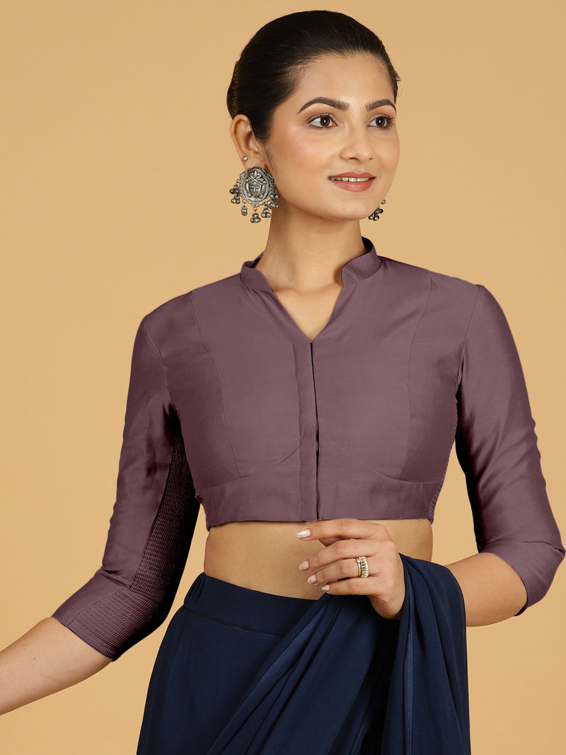 Maya x Rozaana | Three Quarter Sleeves Saree Blouse in Purple Mauve-Binks
