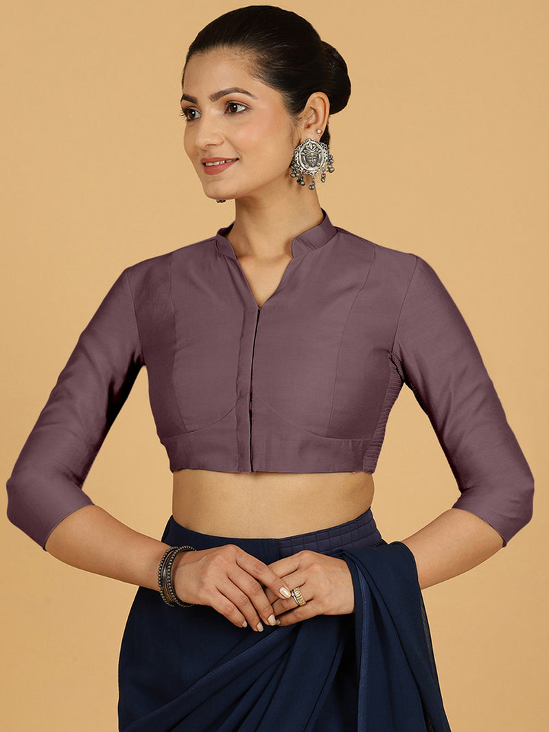 Maya x Rozaana | Three Quarter Sleeves Saree Blouse in Purple Mauve-Binks