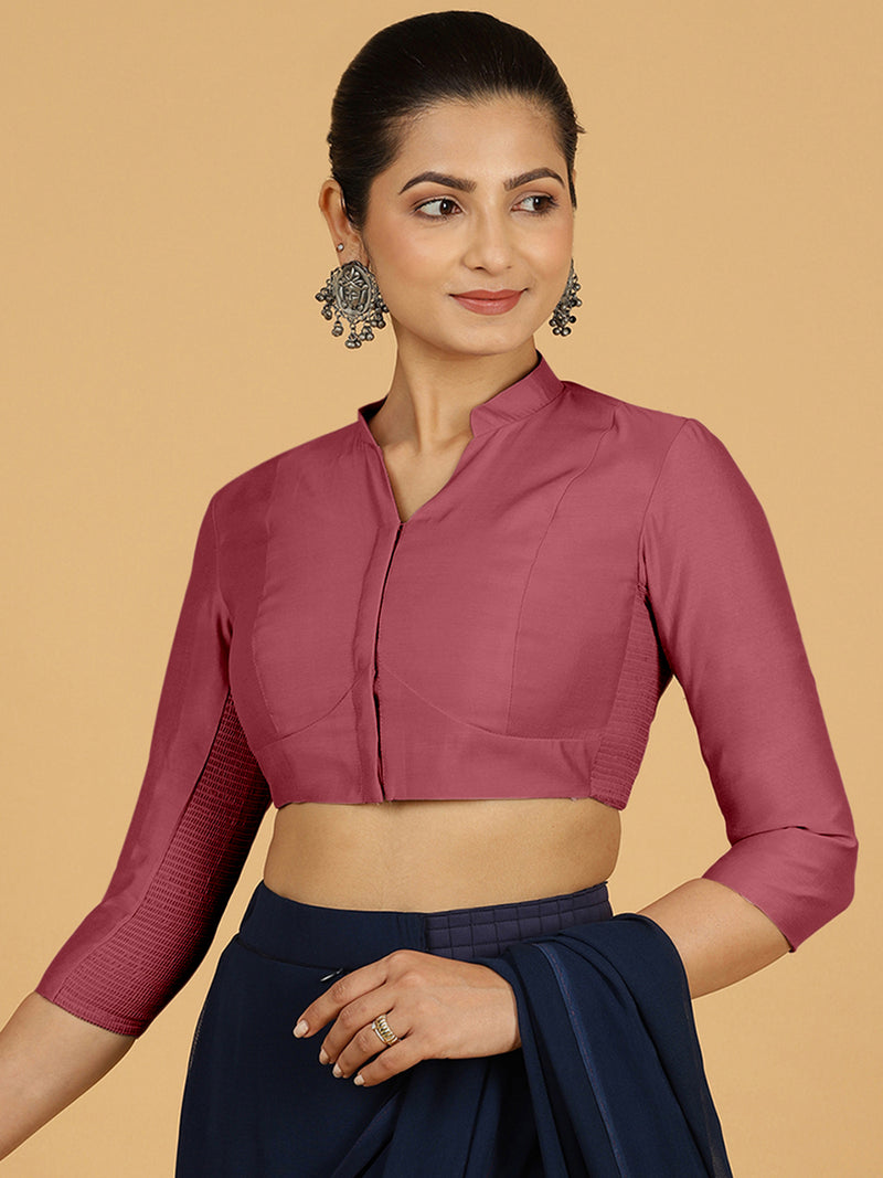 Maya x Rozaana | Three Quarter Sleeves Saree Blouse in Rose Pink-Binks
