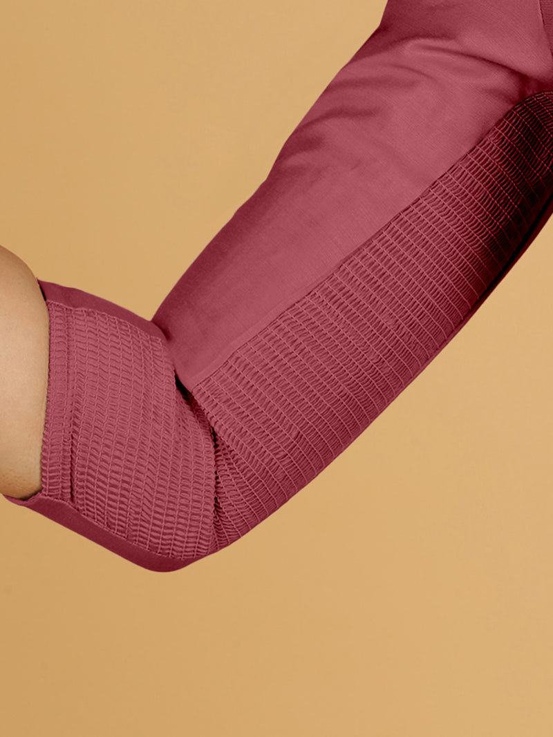 Maya x Rozaana | Three Quarter Sleeves Saree Blouse in Rose Pink-Binks