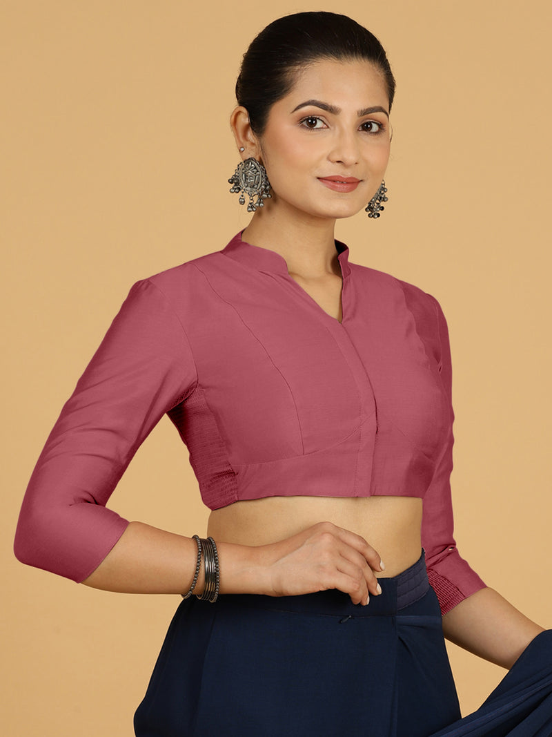 Maya x Rozaana | Three Quarter Sleeves Saree Blouse in Rose Pink-Binks