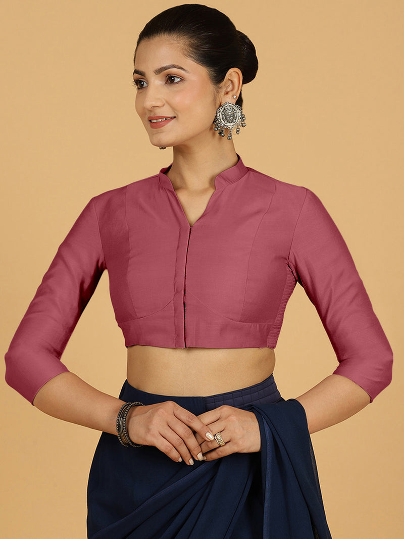 Maya x Rozaana | Three Quarter Sleeves Saree Blouse in Rose Pink-Binks