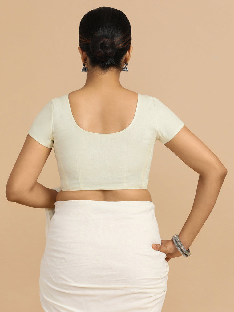 Krusha Reversible Duet | Gold × Chalk White Chandheri-Linen Saree Blouse