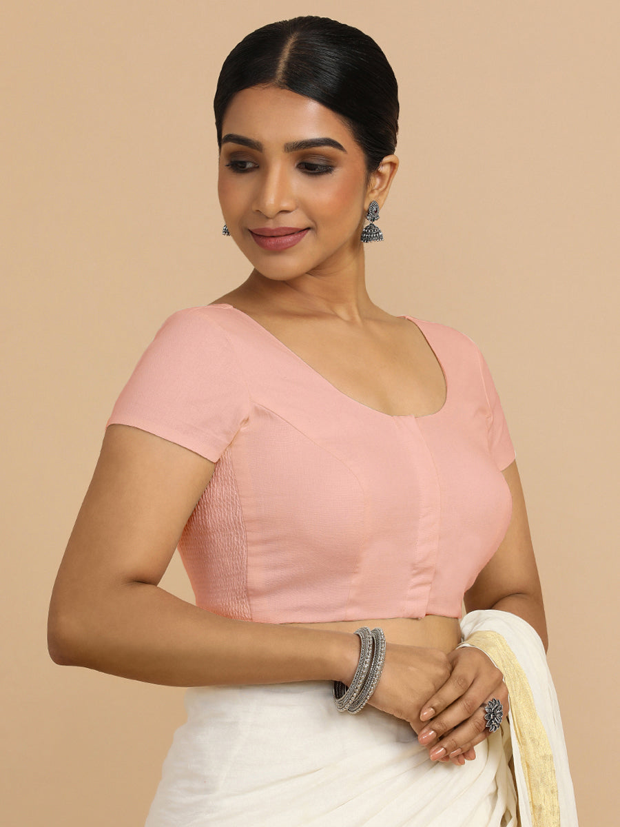 Krusha Reversible Duet | Pink × Misty Pink Chandheri-Linen Saree Blouse