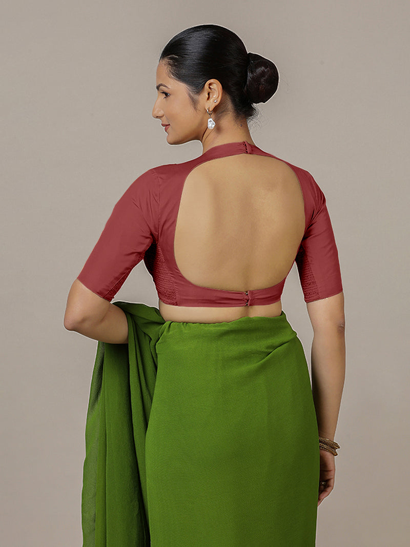 Myra x Rozaana | Auburn Red Backless Saree Blouse w/ FlexiFit™-Binks