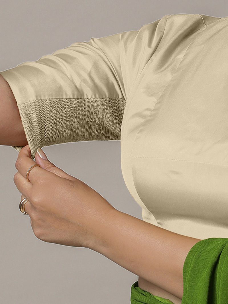 Myra x Rozaana | Cream Backless Saree Blouse w/ FlexiFit™-Binks