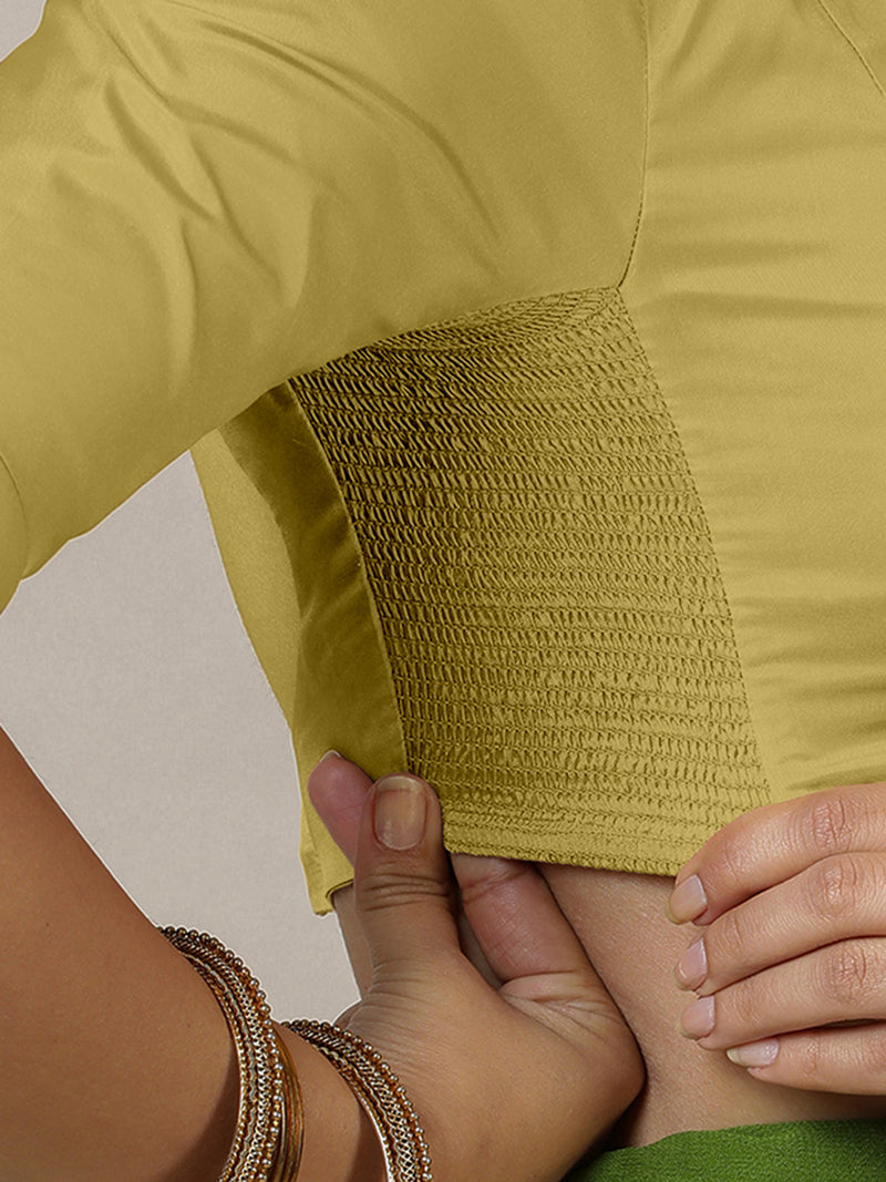 Myra x Rozaana | Lemon Yellow Backless Saree Blouse w/ FlexiFit™-Binks