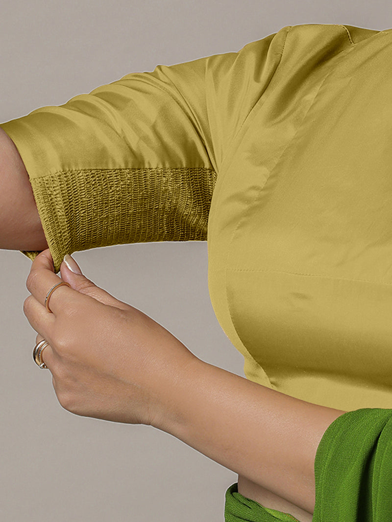 Myra x Rozaana | Lemon Yellow Backless Saree Blouse w/ FlexiFit™-Binks